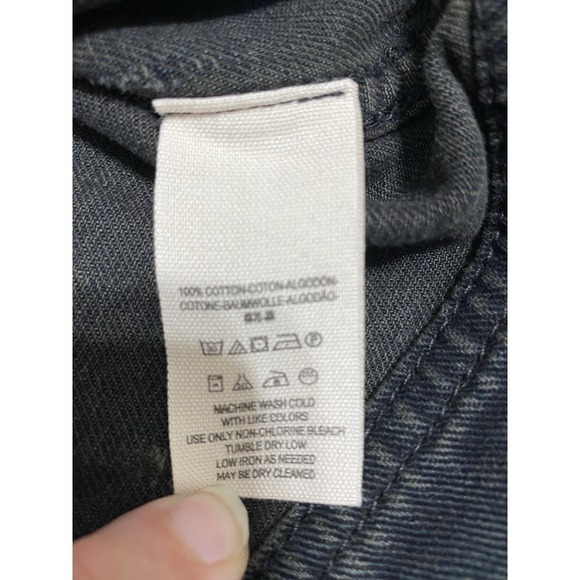 Free People Women's Small Black Distressed Denim Jacket Knit Sleeves Hood Grunge - Picture 5 of 12